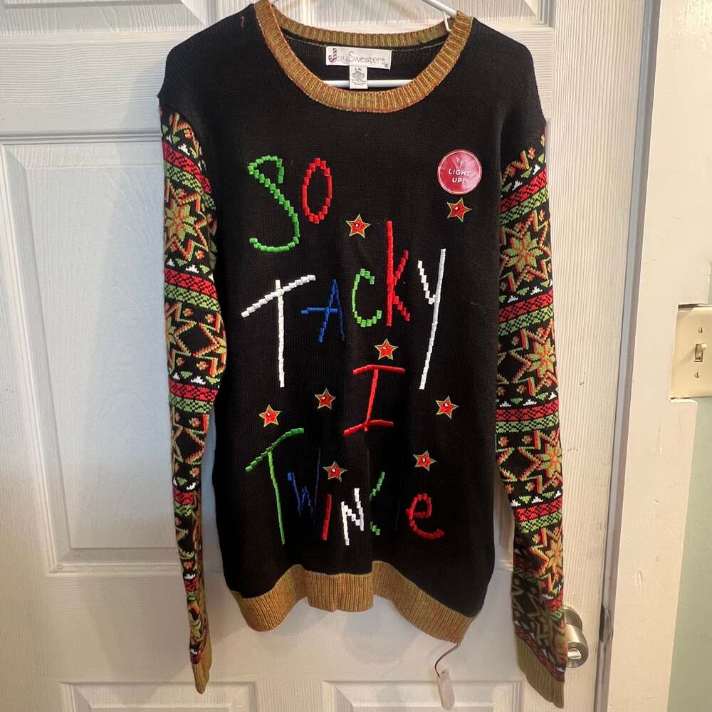 Jolly Sweaters So Tacky I Twinkle Ugly Christmas Sweater Light Up Size L Holiday